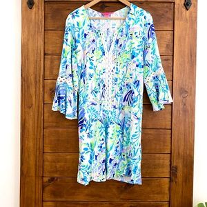 Lilly Pulitzer hollie tunic dress multi shell beach sz L